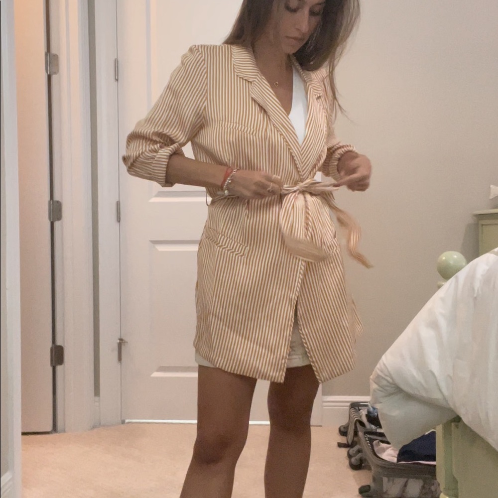 Yellow Pinstripe Arrive Clothing (Now Afrm) Blazer - Picture 2 of 15